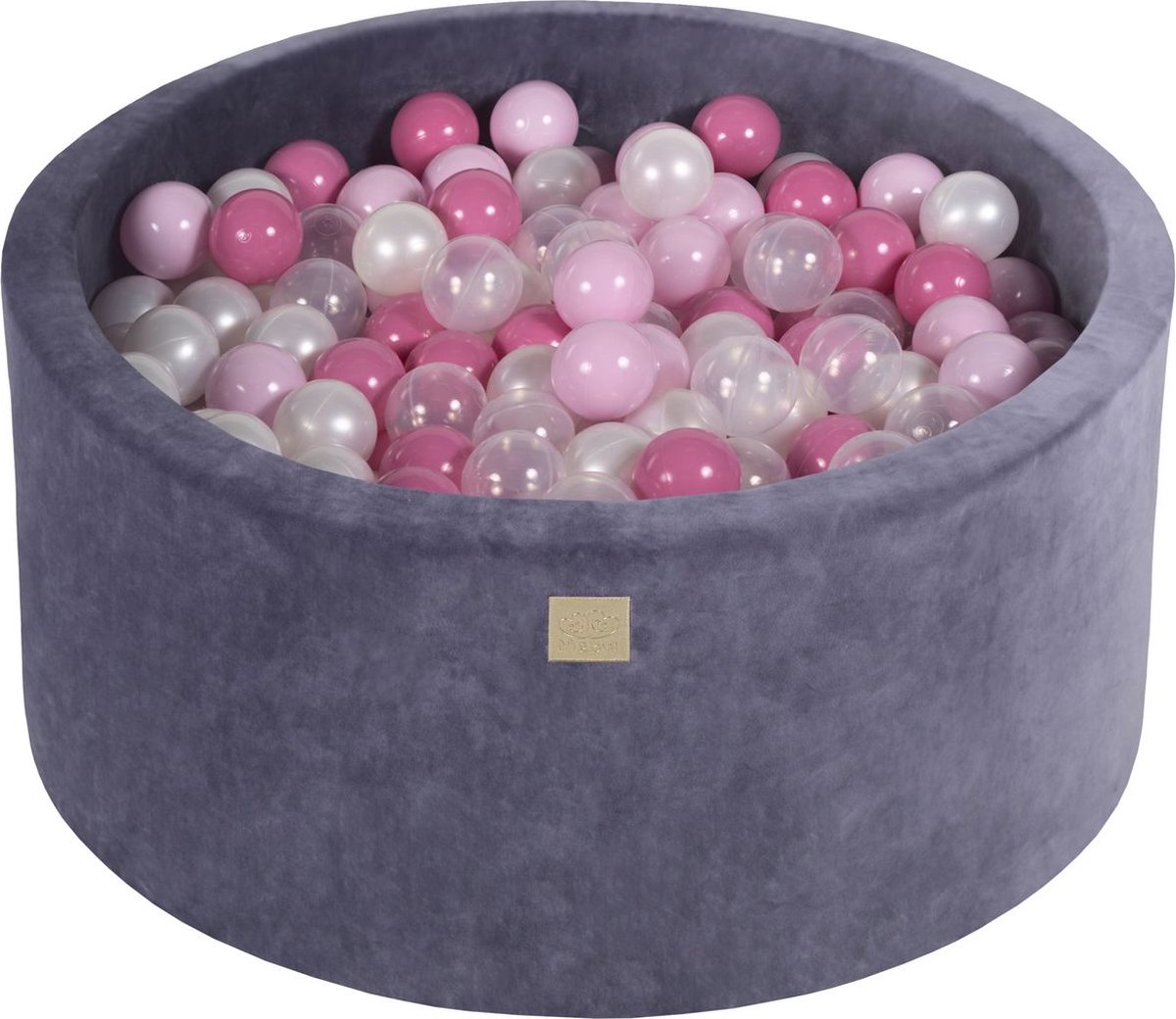 Ronde ballenbak VELVET 90x40 - Grijs-Blauw incl 300 ballen - Licht Roze, Pastel Roze, Transparant | Ballenbakje.nl